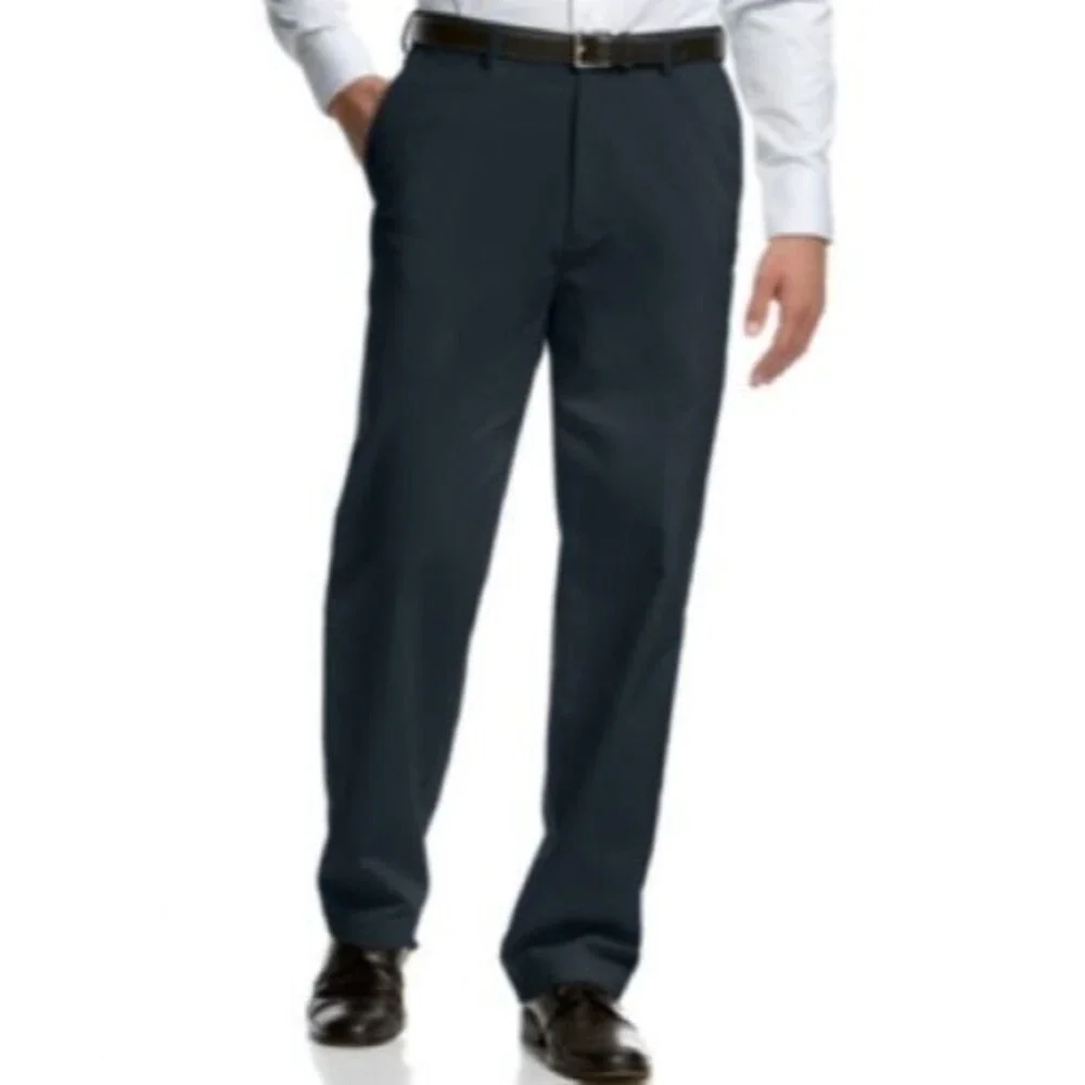Haggar Performance Comfort Dress Pants Mens 36x29 Navy Blue Straight Stretch NEW